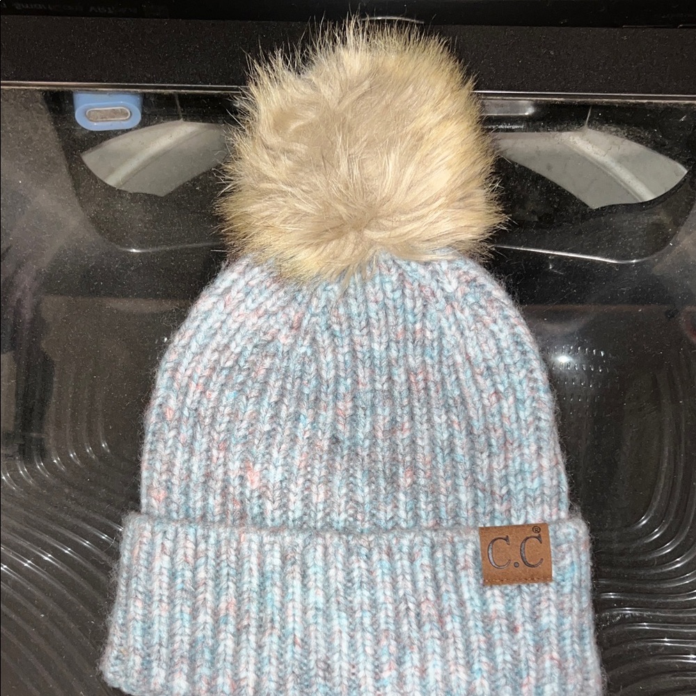 C.C Knit Hat with Fuzzy  Pom Pom Woman’s